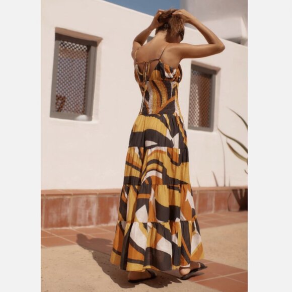 By Anthropologie The Josephine Smocked Drop-Waist Dress L LP Large Petite - Picture 3 of 3